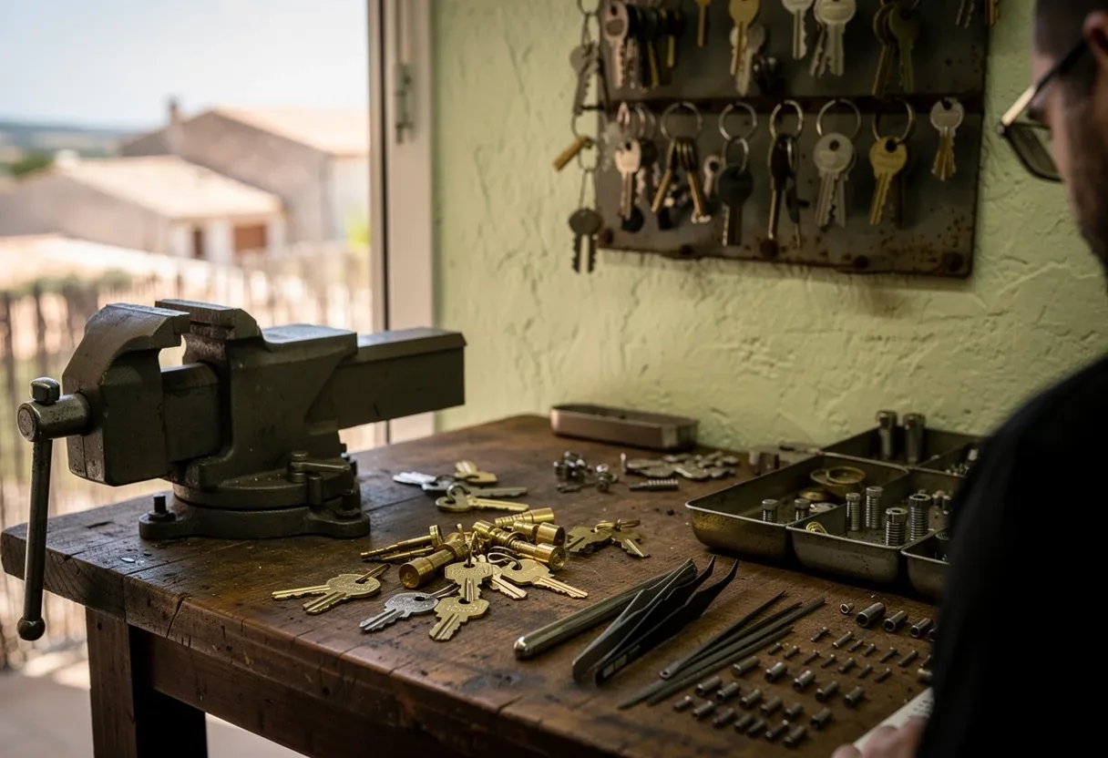 L'établi de l'atelier du serrurier de Claira